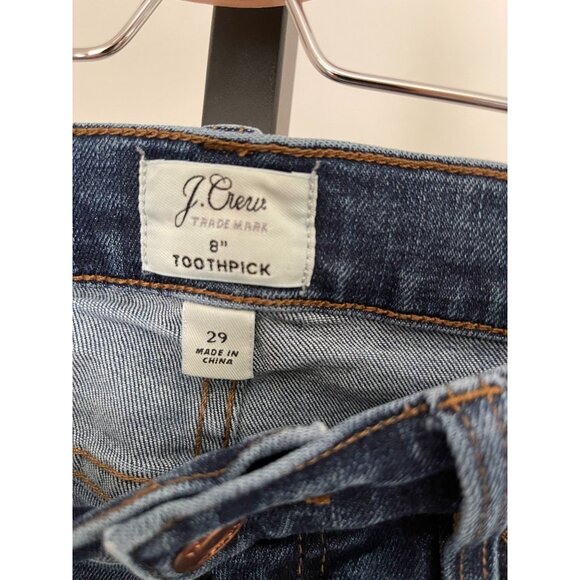 EUC J. Crew 8" Toothpick Jeans Size 29 Mid-Rise Blue Denim Womens - Picture 3 of 4
